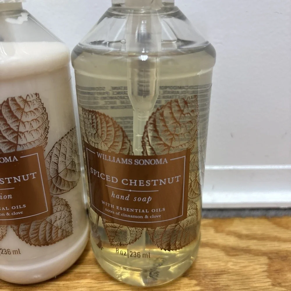 Williams Sonoma Spiced Chestnut Hand Soap And Hand Lotion New 8 Ounces Set Of 2
